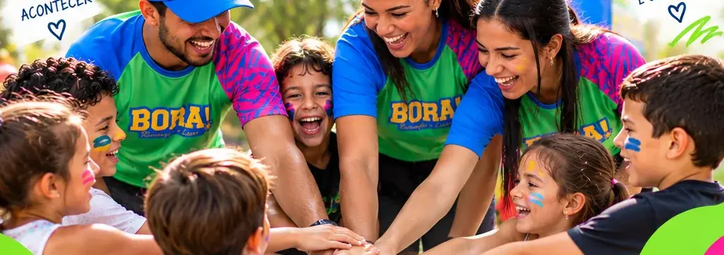 Equipe BORA! reunida em uma atividade de recreação